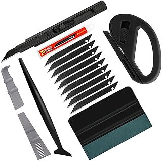 Ehdis Kit Covering Outils de Film de fenêtre de Voiture Vinyle de Teinte, Raclette en Feutre, Couteau Zippy, Couteau Utilitaire, Mini-raclettes et raclettes d