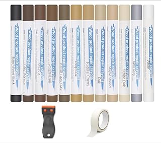 Kit Reparation Parquet 12 Couleurs, Kit Reparation Carrelage pour Sol avec Grattoir, Réparateur de Rayures pour Parquet, Réparation Carrelage pour Stratifié, Bois, PVC, Carrelage, Meubles