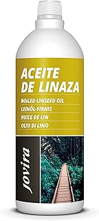 JOVIRA PINTURAS Huile de Lin 1 L (100% PURE NATURELLE) Protection, nutrition et entretien du bois. (1 Litre)