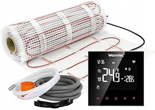 WARMTEC Chauffage au sol électrique 170 W/m² | Tapis chauffant autocollant avec thermostat pour chaleur sous le carrelage | Chauffage au sol avec classe de protection IPX7 | SRT Noir 5 m²