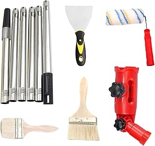 Lot de rouleaux de peinture - Kit de rouleaux de peinture multifonction avec barre télescopique et pinceau, accessoires de rénovation de façades, pour portes, murs, plafonds