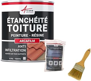 Réparation et étanchéité tuile, gouttière, cheneau, trou, fissure, souche, cheminée, ardoise : Arcafilm pack - 0.75 L (jusqu
