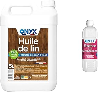 Onyx - Huile de Lin pour Bois - 100% Graines de Lin - Protection, Rénovation et Entretien Bois & Essence à la Térébenthine - Diluant Peinture et Vernis à l’Huile