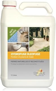 Traitement Hydrofuge Oléofuge Pierre Naturelle, Intérieur et Extérieur (1 Litre pour 5 m²)