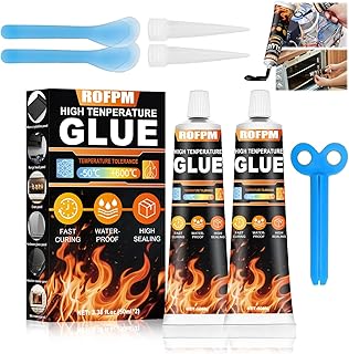 Colle Haute Température, Mastic Refractaire, Noir, Silicone ignifuge, Résistant à la chaleur supérieure à 1200 °C, Pour Four Vitre, Cheminee, Poele A Bois, Ciel De Toit, Brique, Carrelage