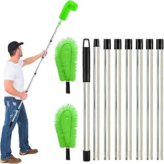 3,1 M Brosse Nettoyage GouttièRe, Perche De Nettoyage Telescopique Brosse Telescopique Toiture avec Manche Extensible Balai TéLescopique Toiture Outil Nettoyage Toiture Facile à Enlever Les Feuilles