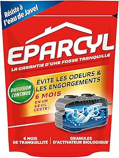 Eparcyl - Entretien Fosses Septiques - Evite les odeurs & les engorgements - Diffusion Continue - 6 mois en un seul geste - Résiste à l