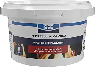 GEB Mastic réfractaire CALORYGEB spécial montage et réparation de boisseaux, conduits de fumée et foyers de cheminée, résistant jusqu’à 1300°C, Pot 300g