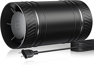 Ventilateur en ligne 100 mm, extracteur d’air de conduit haute efficacité, fonctionnement silencieux – idéal pour la ventilation de la cave, la salle de bain, la cuisine et le camping-car