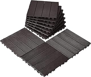 VEVOR Dalles de Terrasse Emboîtables, Lot de 10, Revêtement de Sol Plastique Imperméable, 300x300 mm, 9290 c㎡, Utilisation par Tous les Temps, pour Porche, Piscine, Balcon, Arrière-cour, Marron Foncé