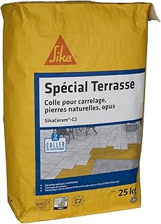 SIKA - Colle carrelage - Sika Ceram C2 Spécial Terrasse Gris - Intérieur-extérieur pour terrasse, dallage, pierre naturelle - Compatible avec de nombreux supports - 25kg