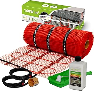 Chauffage au sol électrique 15 m² nattes chauffantes à faible épaisseur 160 W/m² Chauffage de sol électrique Carrelage marbre Granit Masse de compensation, contrôlé, certifié, testé
