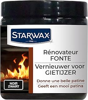 STARWAX - Rénovateur fonte et acier pour poêle, cheminée et barbecue - Donne une belle patine - Sans odeur - monocouche - couleur noire - 200ml