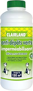 CLAIRLAND Bidon Anti-Dépots Verts et Imperméabilisant des Toitures, Terrasses, Dallages, Murs, Concentré, 1 L, CLAIRIMPER10, Vert