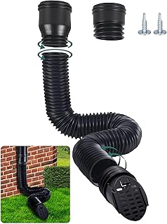Rallonge Gouttiere Flexible, Extension de Gouttière Ronde pour 80/100 mm Descente avec Grille de Drainage, Tuyau Gouttière Souple, 47-150 cm, Accessoires pour Gouttières (Noir, 1 Pièce)