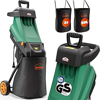 Gardebruk® Broyeur de Jardin végétaux 2400 W déchiqueteur Jardin électrique Sac ramassage 2x50L Branches arbuste 45mm déchets Verts